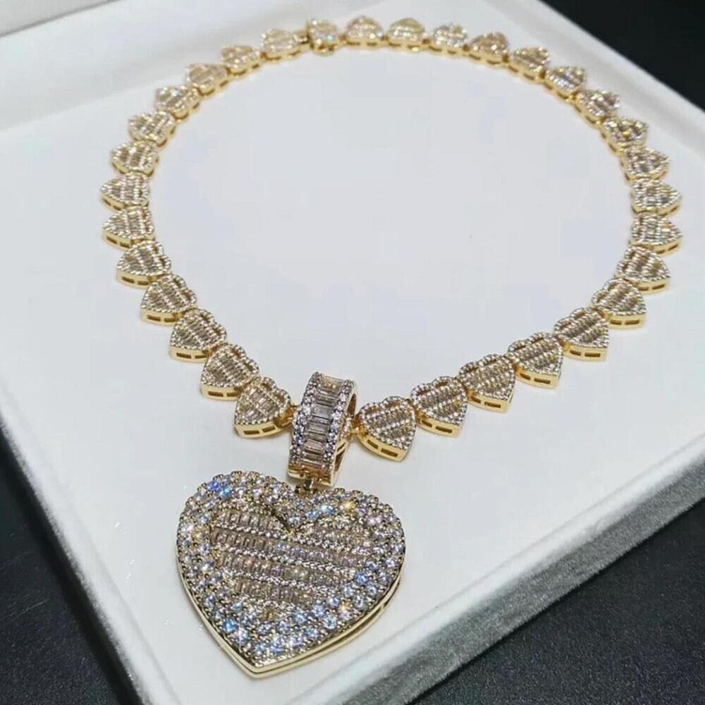 Gold Heart Necklace With Heart 63 E 7